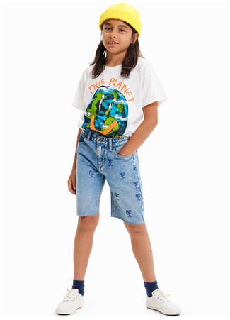 Desigual Normal Bel Normal Açık Mavi Unisex Çocuk Şort 23SBDD01_0