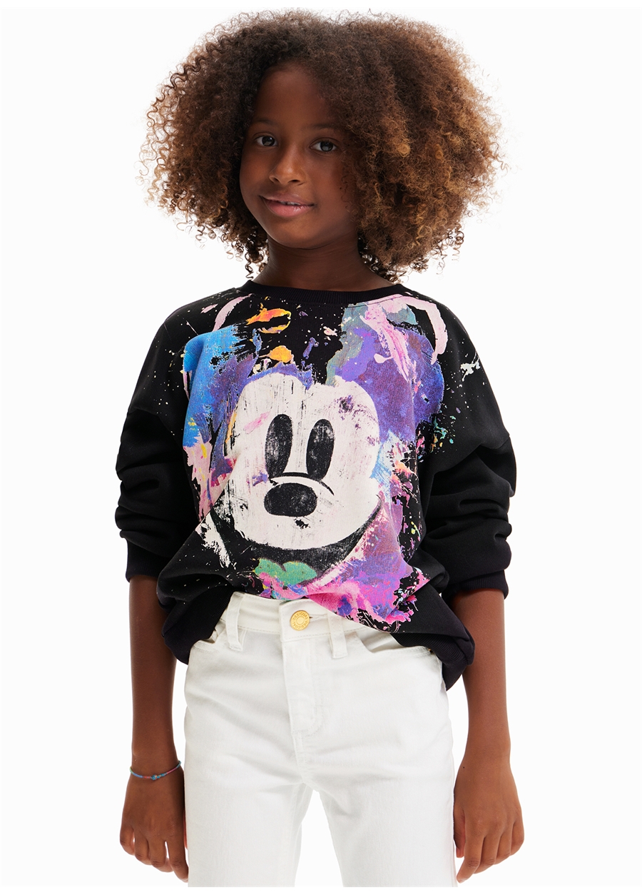 Desigual Mickey Mouse Baskılı Kız Çocuk Sweatshirt_1