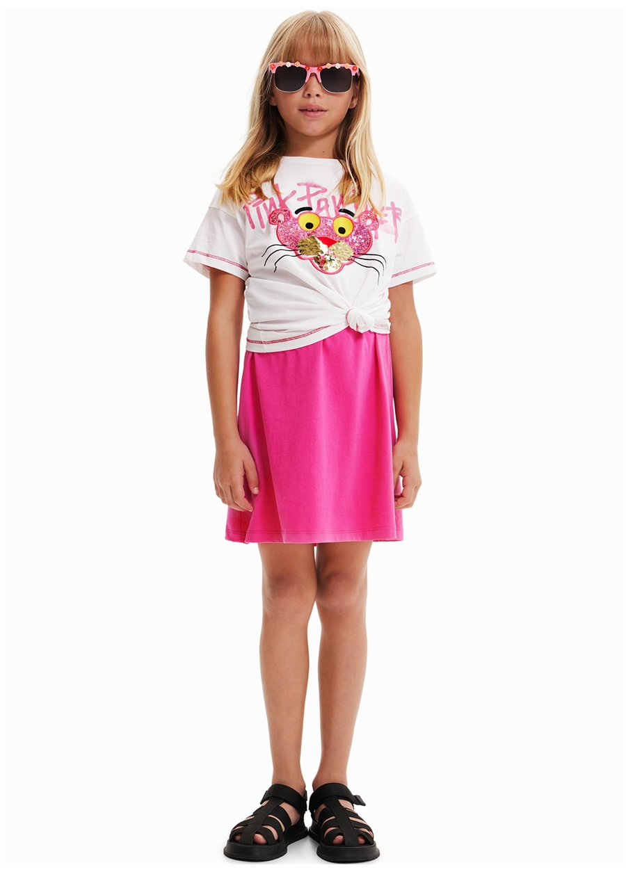 Desigual Baskılı Beyaz Kız Çocuk T-Shirt 23SGTK12