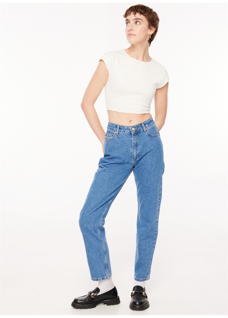 Aeropostale Yüksek Bel Normal Paça Straight İndigo Kadın Denim Pantolon A3WL-PNT1_1