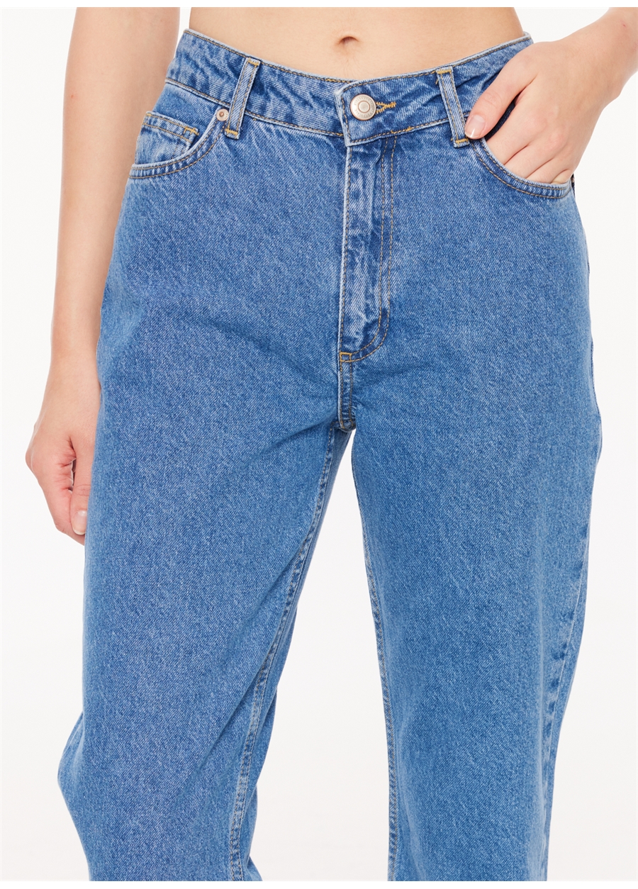 Aeropostale Yüksek Bel Normal Paça Straight İndigo Kadın Denim Pantolon A3WL-PNT1_4