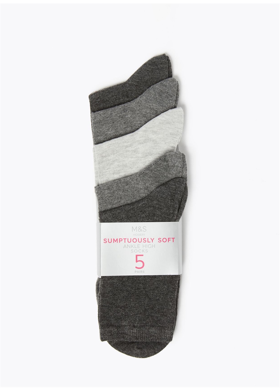 Marks & Spencer Koyu Beyaz Kadın 5'Li Sumptuously Soft Çorap Seti 7474B