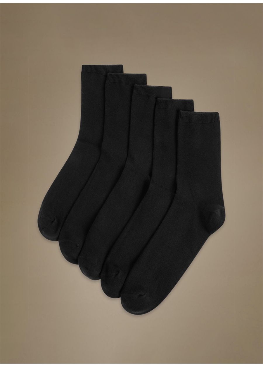 Marks & Spencer Siyah Kadın 5'Li Pamuklu Çorap Seti 7551