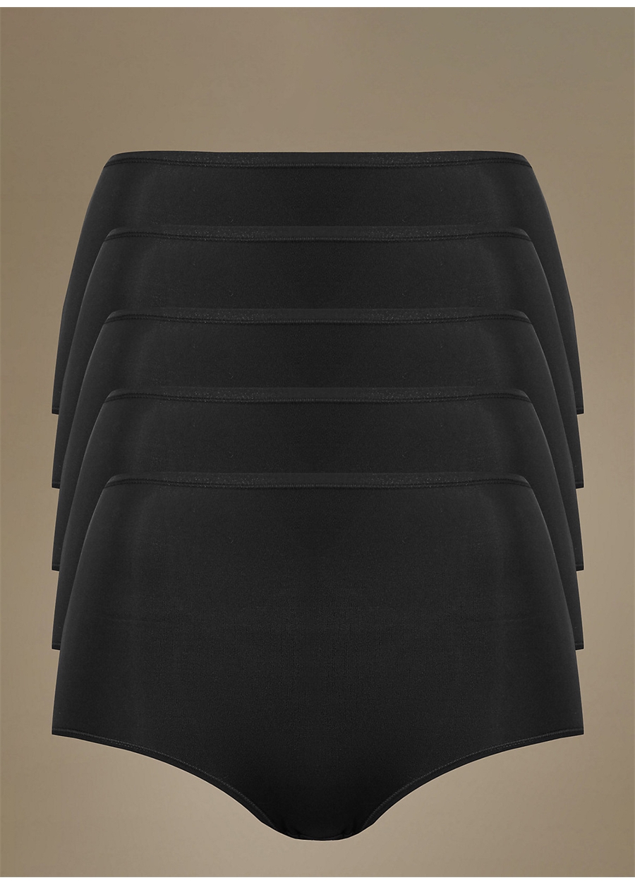 Marks & Spencer Siyah Kadın 5'Li Dikişsiz Full Brief Külot Seti 4104