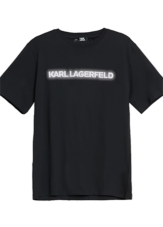 KARL LAGERFELD Bisiklet Yaka Baskılı Siyah Kadın T-Shirt 230W1782_1