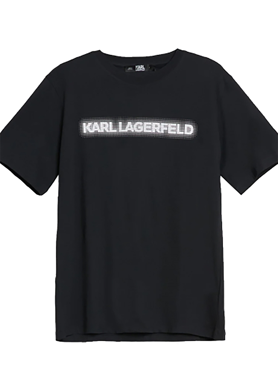 KARL LAGERFELD Bisiklet Yaka Baskılı Siyah Kadın T-Shirt 230W1782_1