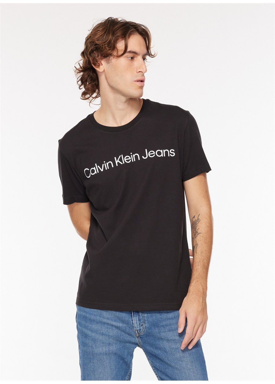 Calvin Klein Jeans Bisiklet Yaka Baskılı Siyah Erkek T-Shirt J30J322552BEH_1