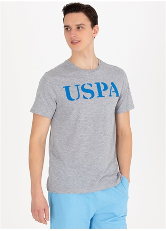 U.S. Polo Assn. Bisiklet Yaka Gri Melanj Erkek T-Shirt GEARTIY023