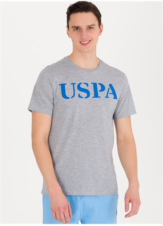 U.S. Polo Assn. Bisiklet Yaka Gri Melanj Erkek T-Shirt GEARTIY023_2