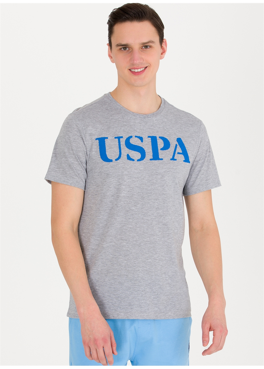 U.S. Polo Assn. Bisiklet Yaka Gri Melanj Erkek T-Shirt GEARTIY023_2