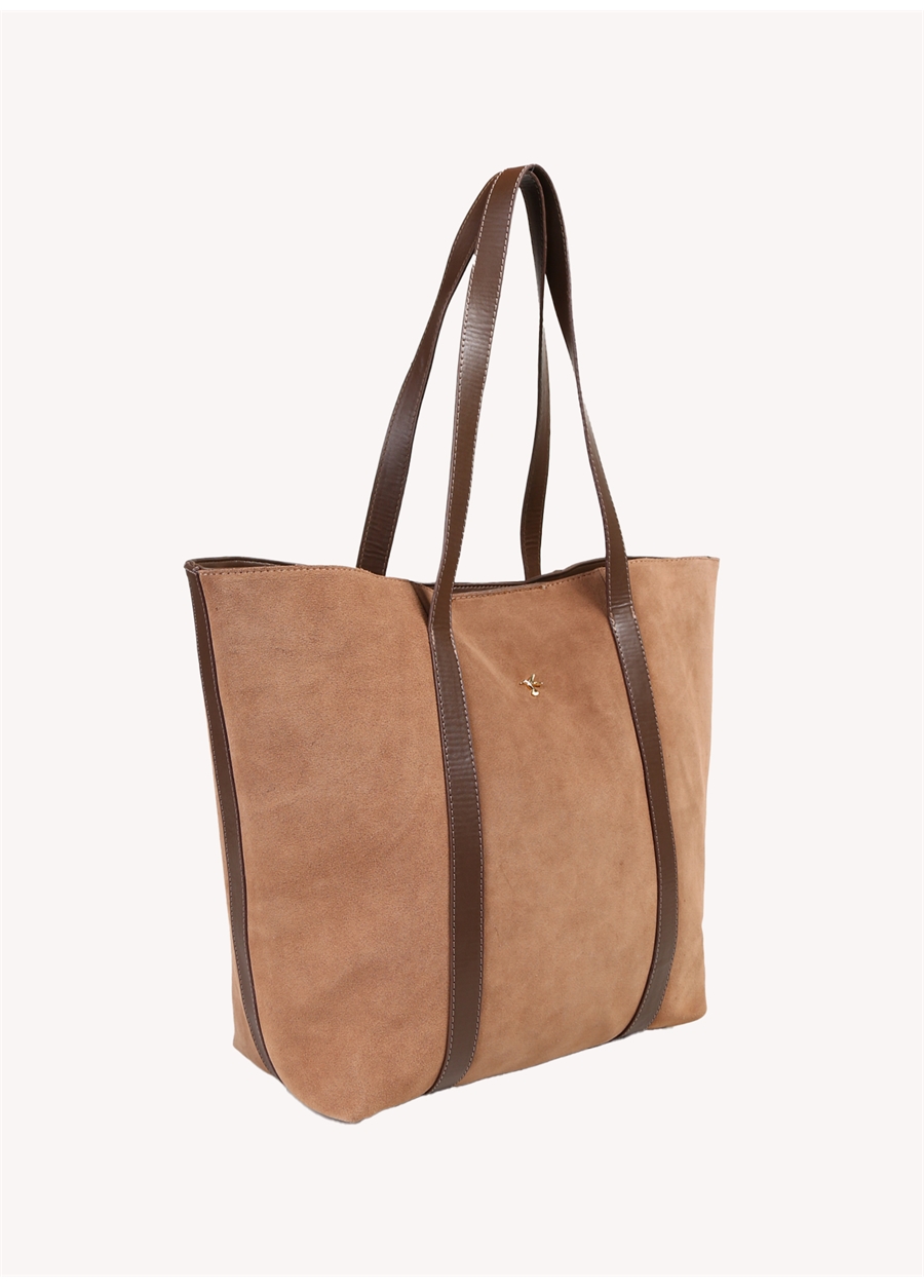 Fabrika Vizon Kadın 46X35x15 Cm Süet + Deri Tote Çanta_1