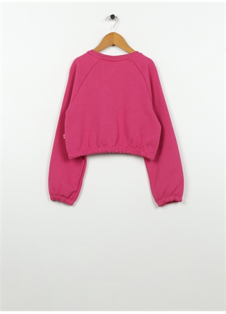 Barbie Pembe Kız Çocuk Bisiklet Yaka Düşük Omuz Cropped Fit Baskılı Sweatshirt BRB3WG-SWT27_2