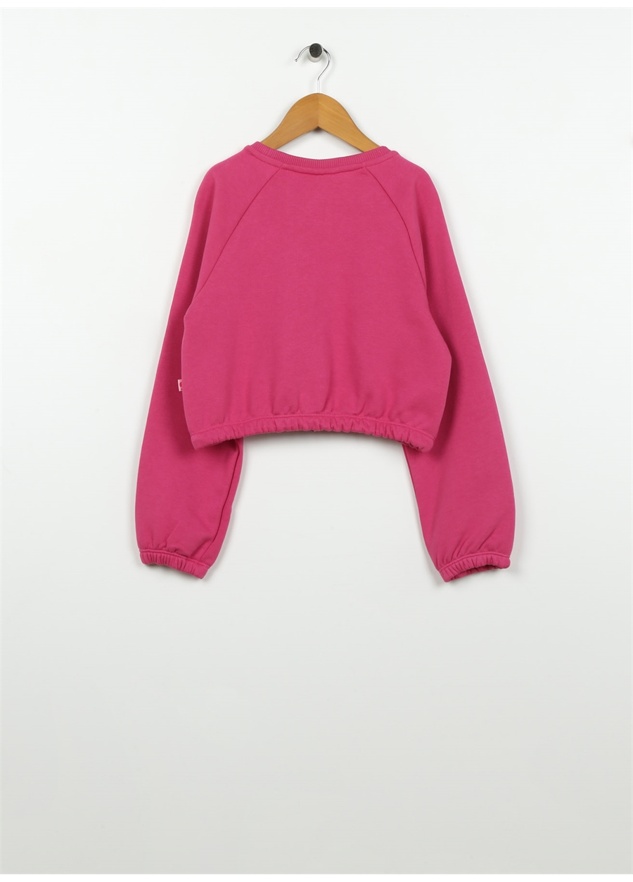 Barbie Pembe Kız Çocuk Bisiklet Yaka Düşük Omuz Cropped Fit Baskılı Sweatshirt BRB3WG-SWT27_2