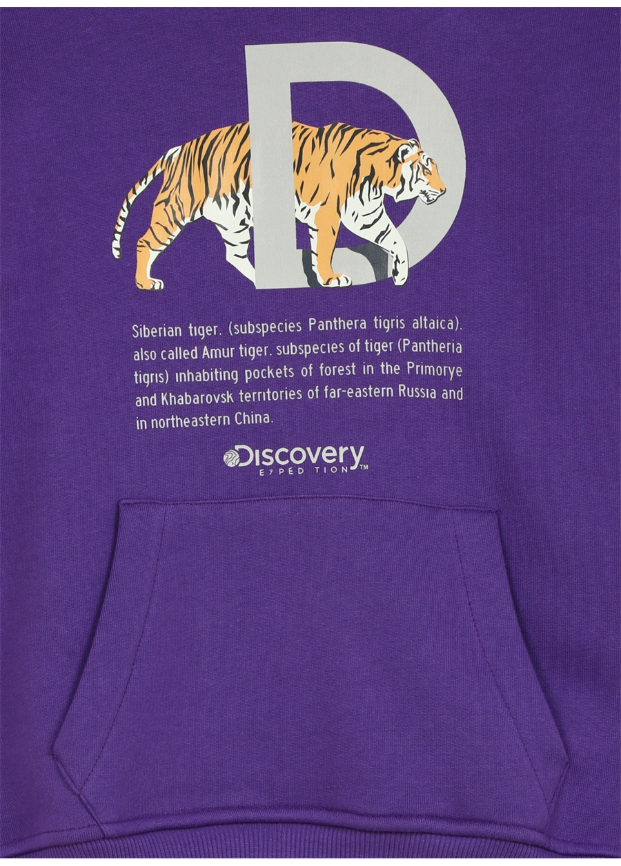 Discovery Expedition Mor Kız Çocuk Kapüşonlu Oversize Baskılı Sweatshirt D3WG-SWT26_2