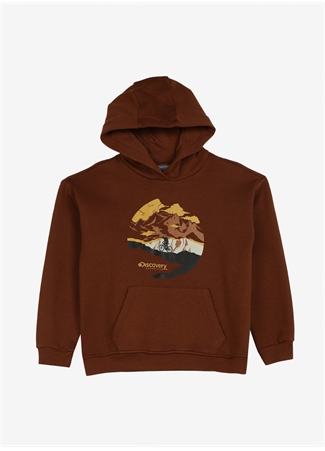 Discovery Expedition Kahve Kız Çocuk Kapüşonlu Baskılı Sweatshirt D3WG-SWT19_0