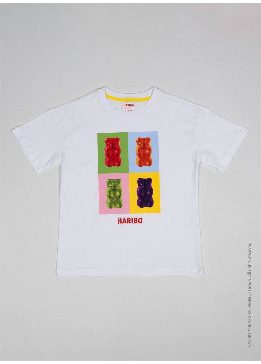 Haribo Baskılı Beyaz Erkek Çocuk T-Shirt HRBTXT011
