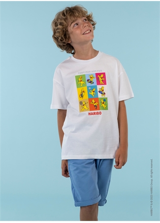 Haribo Baskılı Beyaz Erkek Çocuk T-Shirt HRBTXT103_0