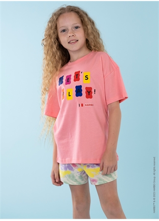 Haribo Baskılı Pembe Kız Çocuk T-Shirt HRBTXT104_1