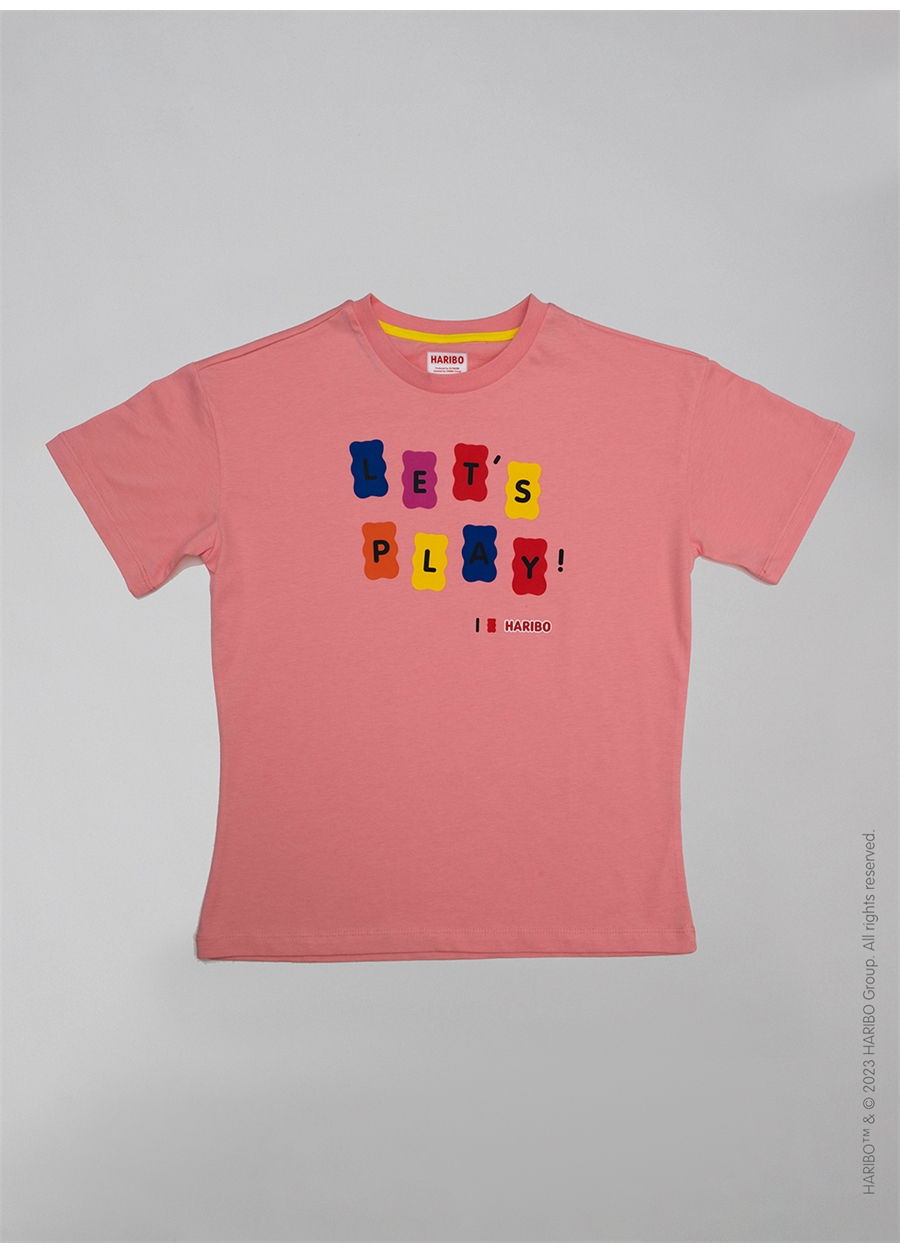 Haribo Baskılı Pembe Kız Çocuk T-Shirt HRBTXT104_2