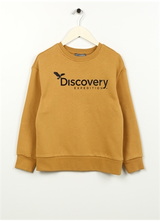 Discovery Expedition Hardal Erkek Çocuk Bisiklet Yaka Oversize Baskılı Sweatshirt D3WB-SWT29