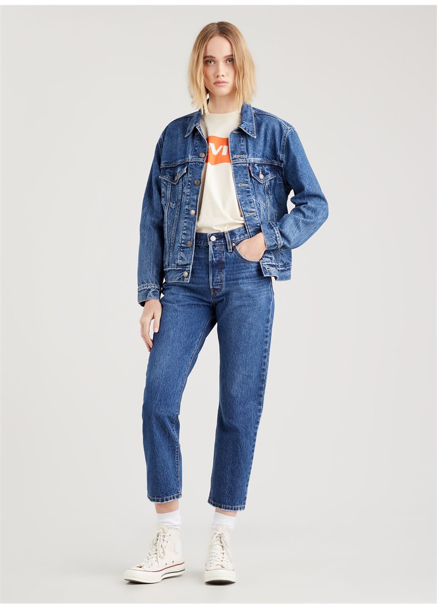 Levis 501 Crop Local Koyu Lacivert Yüksek Bel Regular Kadın Denim Pantolon ORINDA TROY HORSE_11