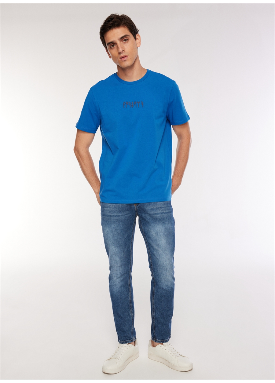 Fabrika Sports Bisiklet Yaka Düz Saks Erkek T-Shirt FS3WM-TST254_1