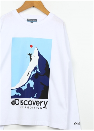 Discovery Expedition Beyaz Kız Çocuk Bisiklet Yaka Baskılı T-Shirt D3WG-TST3_1