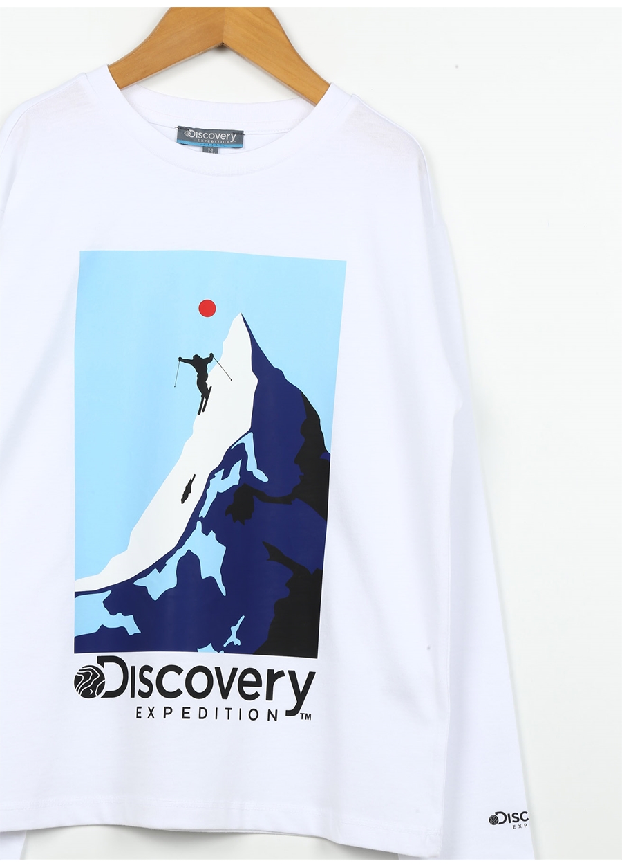 Discovery Expedition Beyaz Kız Çocuk Bisiklet Yaka Baskılı T-Shirt D3WG-TST3_1