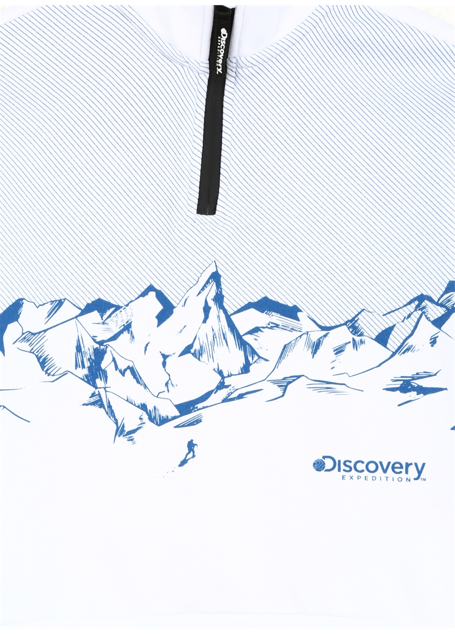 Discovery Expedition Beyaz Erkek Çocuk Dik Yaka Uzun Kollu Fermuarlı Oversize Baskılı Sweatshirt D3WB-SWT33_2