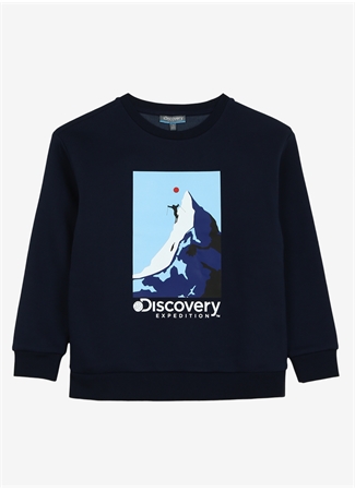 Discovery Expedition Lacivert Erkek Çocuk Bisiklet Yaka Baskılı Sweatshirt D3WB-SWT35_0