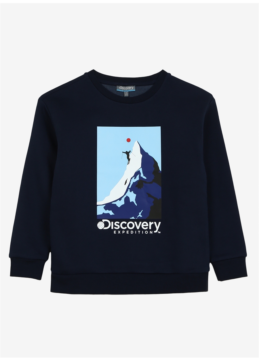 Discovery Expedition Lacivert Erkek Çocuk Bisiklet Yaka Baskılı Sweatshirt D3WB-SWT35_0