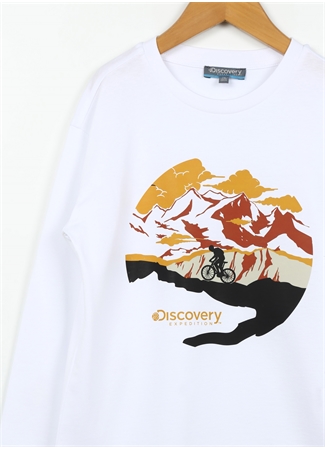 Discovery Expedition Kırık Beyaz Erkek Çocuk Bisiklet Yaka Baskılı T-Shirt D3WB-TST4_1