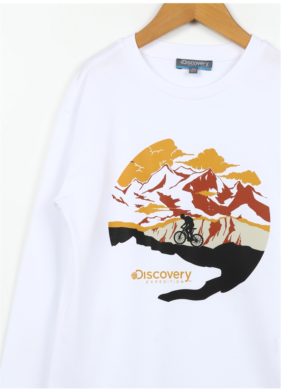 Discovery Expedition Kırık Beyaz Erkek Çocuk Bisiklet Yaka Baskılı T-Shirt D3WB-TST4_1