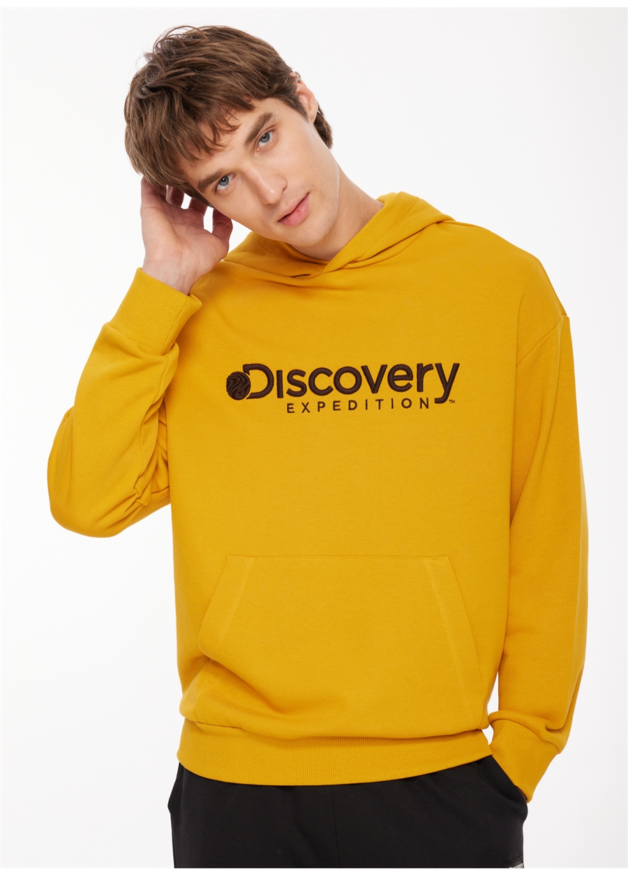 Discovery Expedition Hardal Erkek Kapüşonlu Nakışlı Sweatshirt D3WM-SWT28_1