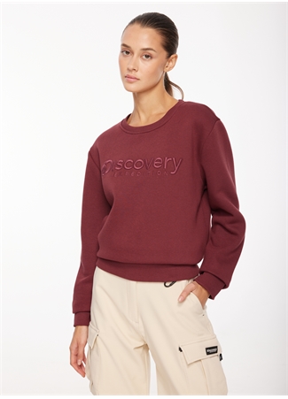 Discovery Expedition Mürdüm Kadın Bisiklet Yaka Nakışlı Sweatshirt D3WL-SWT15_1