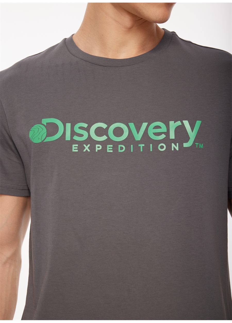 Discovery Expedition Antrasit Erkek Bisiklet Yaka Baskılı T-Shirt D3WM-TST6_2