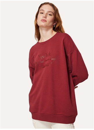 Aeropostale Bisiklet Yaka Baskılı Bordo Kadın Sweatshırt A3WL-SWT2_1