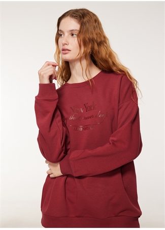 Aeropostale Bisiklet Yaka Baskılı Bordo Kadın Sweatshırt A3WL-SWT2_3