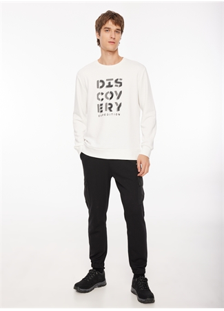 Discovery Expedition Ekru Erkek Bisiklet Yaka Baskılı Sweatshirt D3WM-SWT42_0