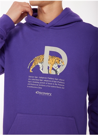 Discovery Expedition Mor Erkek Kapüşonlu Baskılı Sweatshirt D3WM-SWT41_2