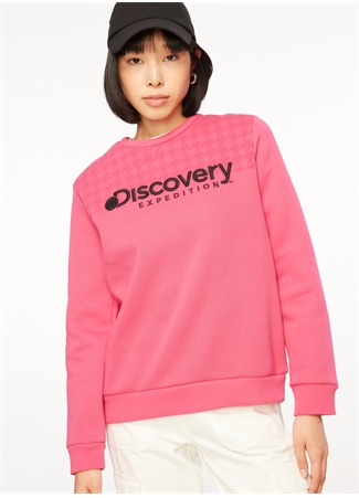 Discovery Expedition Fuşya Kadın Bisiklet Yaka Baskılı Sweatshirt D3WL-SWT19_2