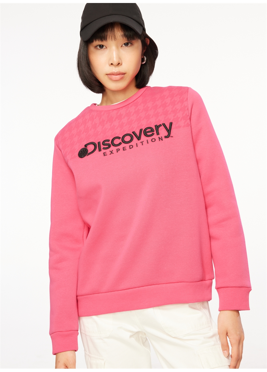 Discovery Expedition Fuşya Kadın Bisiklet Yaka Baskılı Sweatshirt D3WL-SWT19_2