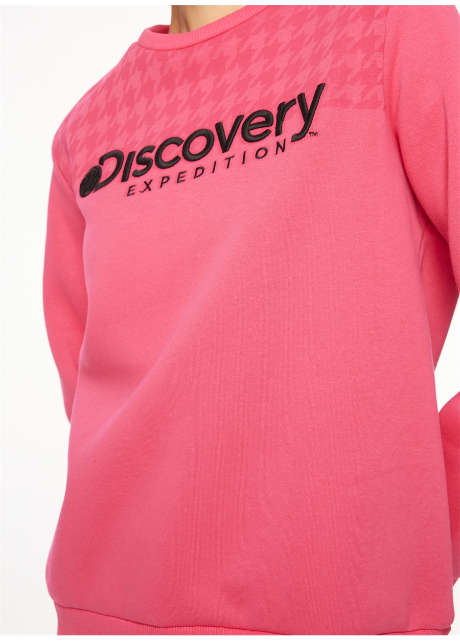 Discovery Expedition Fuşya Kadın Bisiklet Yaka Baskılı Sweatshirt D3WL-SWT19_3