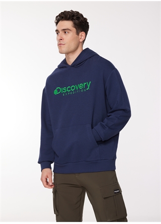 Discovery Expedition Lacivert Erkek Kapüşonlu Nakışlı Sweatshirt D3WM-SWT28