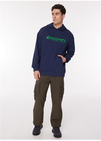 Discovery Expedition Lacivert Erkek Kapüşonlu Nakışlı Sweatshirt D3WM-SWT28_1