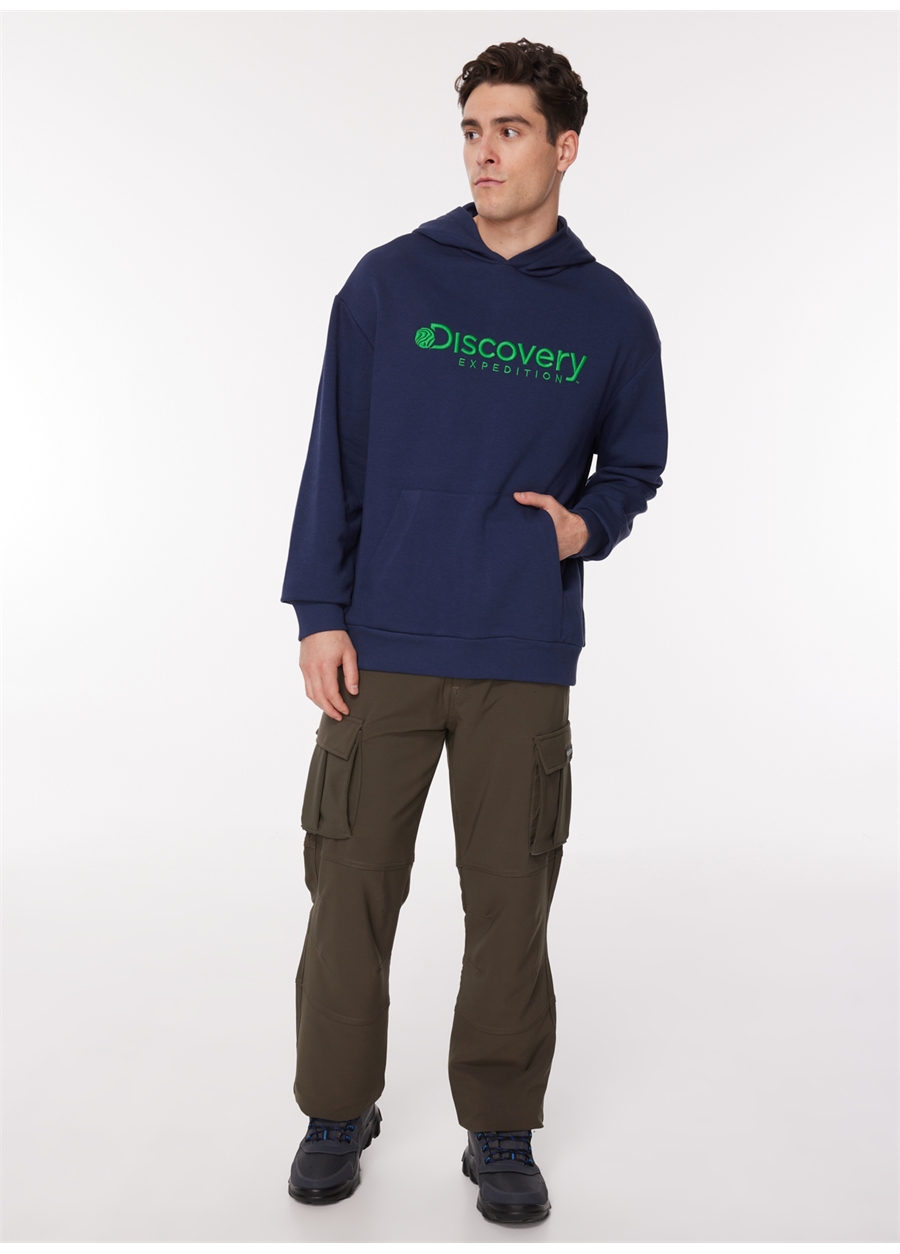 Discovery Expedition Lacivert Erkek Kapüşonlu Nakışlı Sweatshirt D3WM-SWT28_1