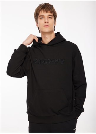 Discovery Expedition Siyah Erkek Kapüşonlu Nakışlı Sweatshirt D3WM-SWT28_1