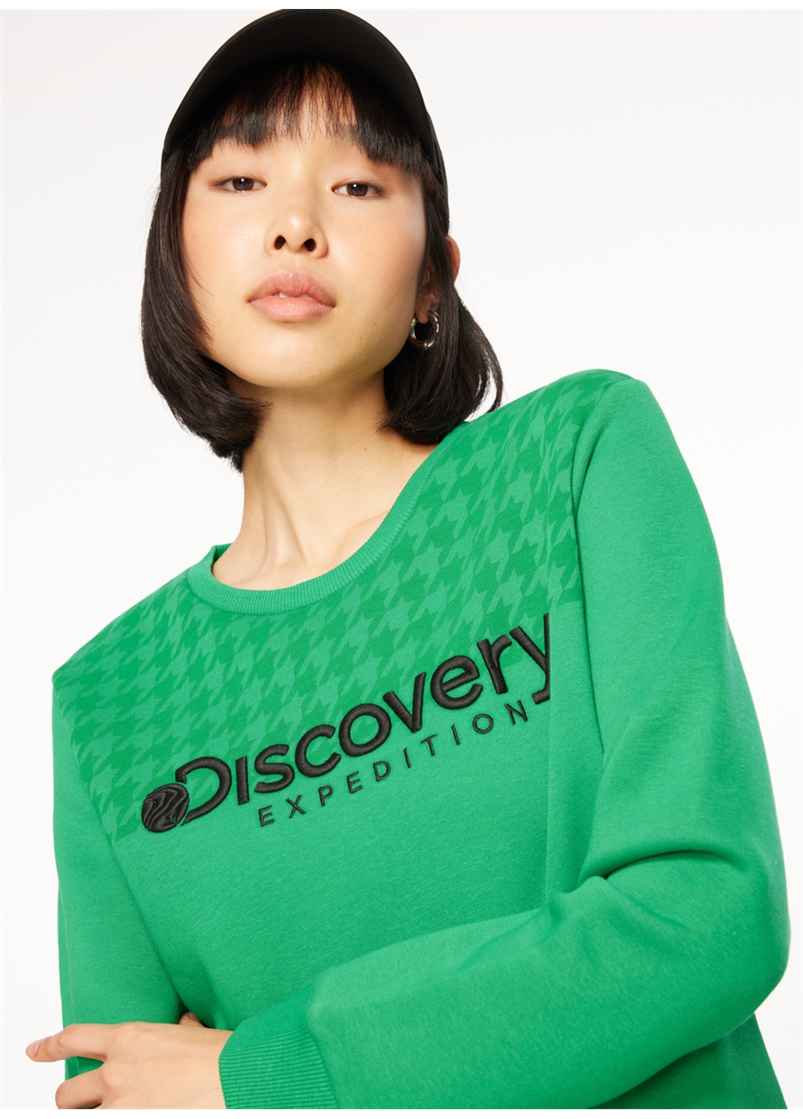 Discovery Expedition Yeşil Kadın Bisiklet Yaka Baskılı Sweatshirt D3WL-SWT19_3