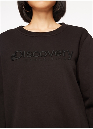 Discovery Expedition Siyah Kadın Bisiklet Yaka Nakışlı Sweatshirt D3WL-SWT15_3