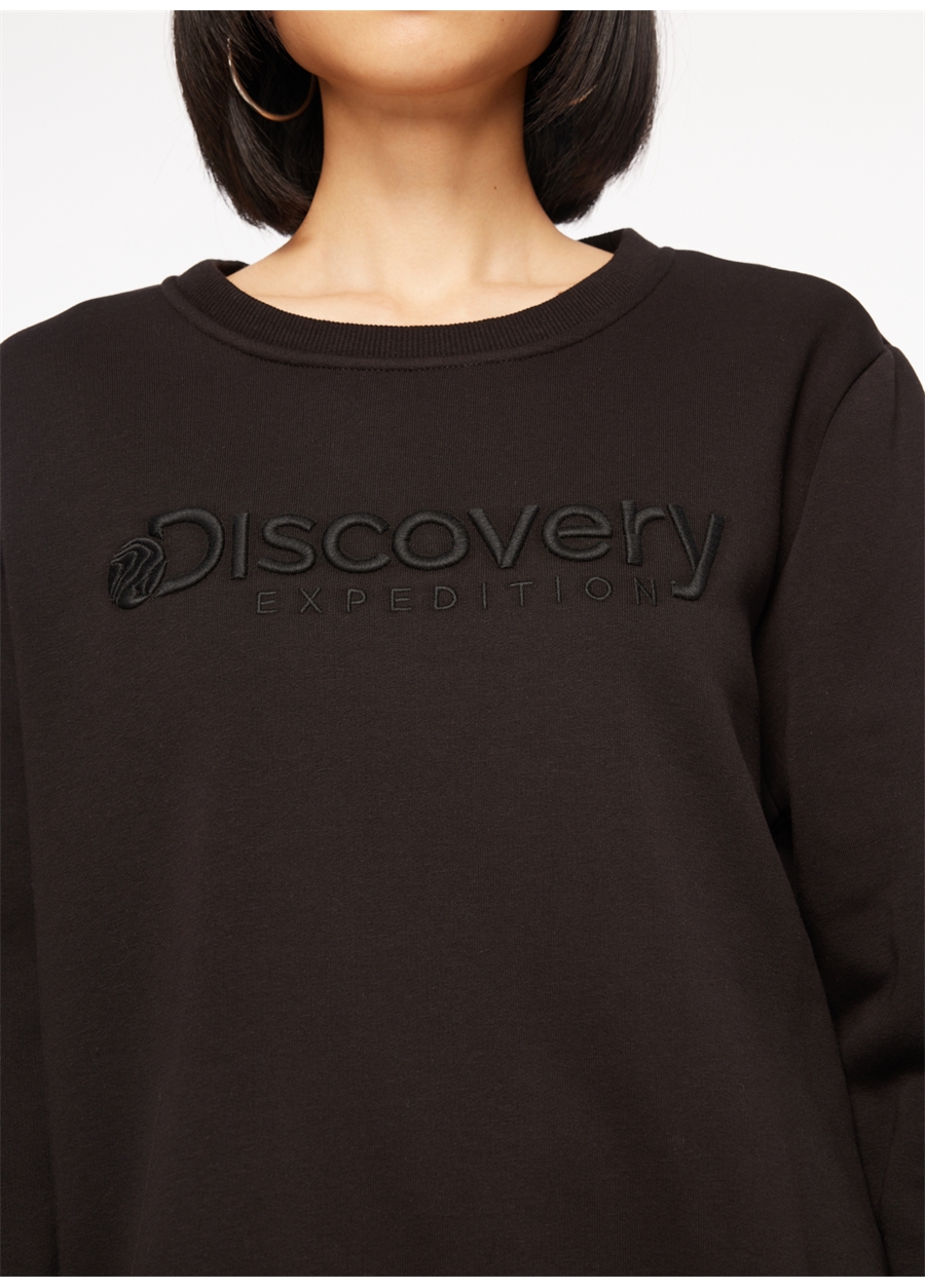 Discovery Expedition Siyah Kadın Bisiklet Yaka Nakışlı Sweatshirt D3WL-SWT15_3